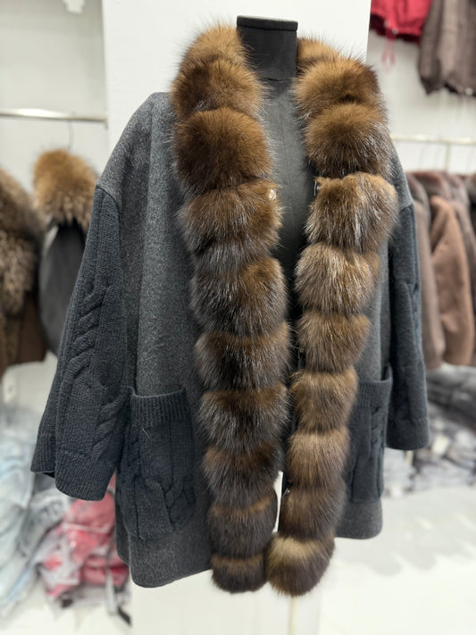 The Hellen Fox Fur Knit Jacket