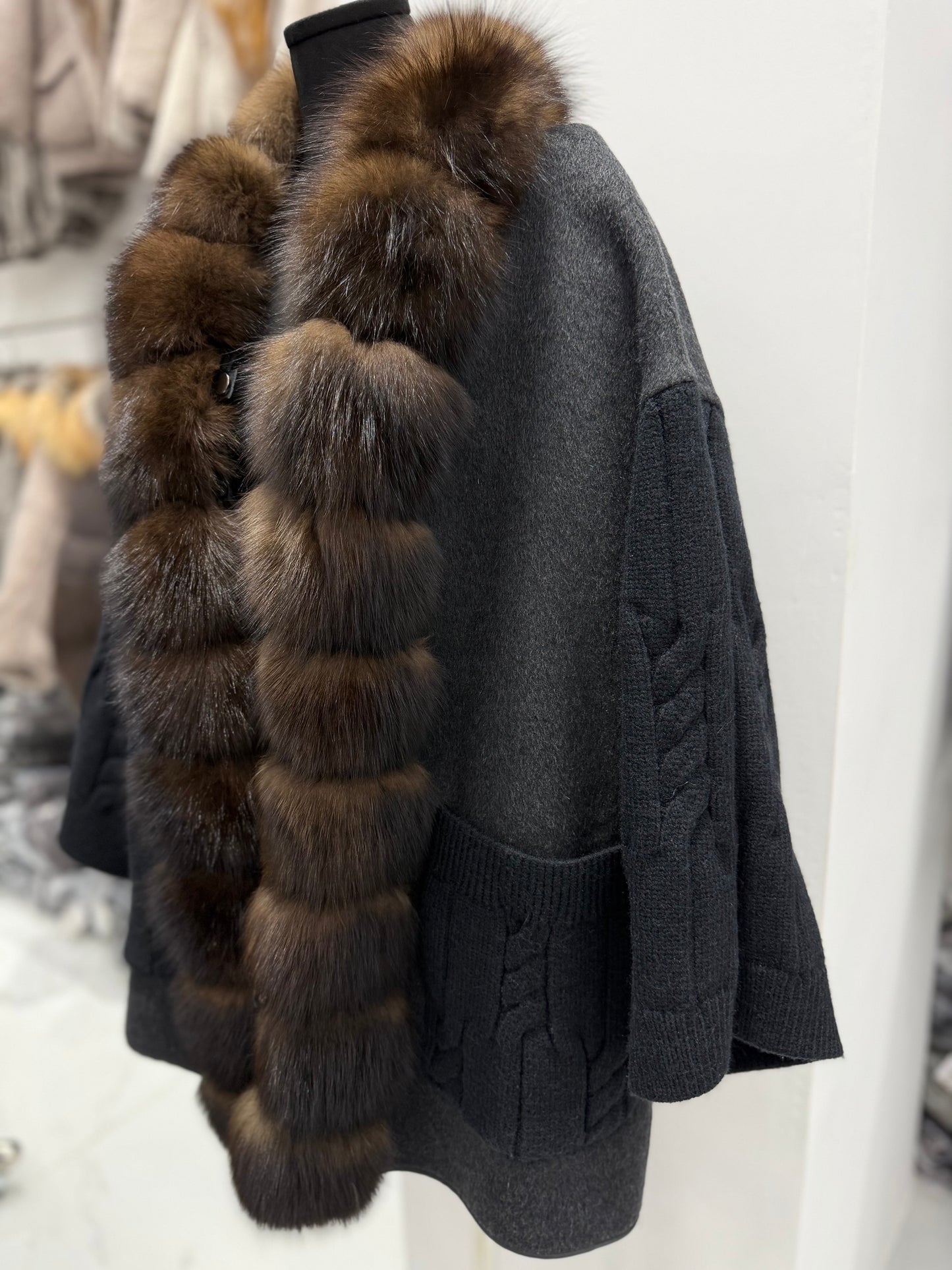 The Hellen Fox Fur Knit Jacket
