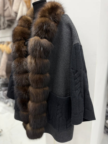 The Hellen Fox Fur Knit Jacket