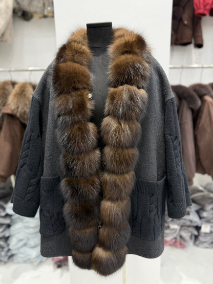 The Hellen Fox Fur Knit Jacket