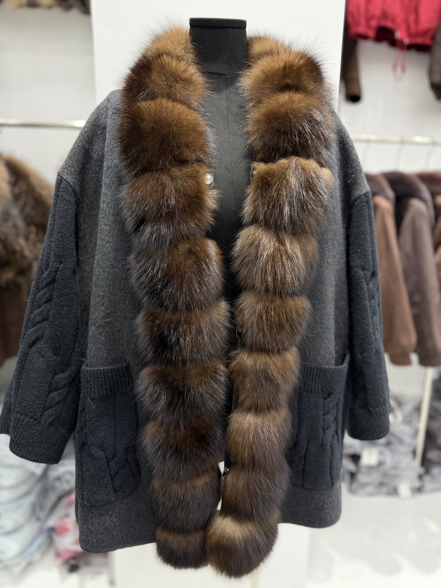The Hellen Fox Fur Knit Jacket