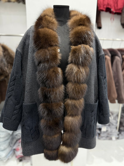 The Hellen Fox Fur Knit Jacket